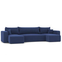 WOHNLANDSCHAFT mit Schlaffunktion und Bettkasten, Blau - Blau/Schwarz, Kunststoff/Textil (318/79/145cm) - Idohome