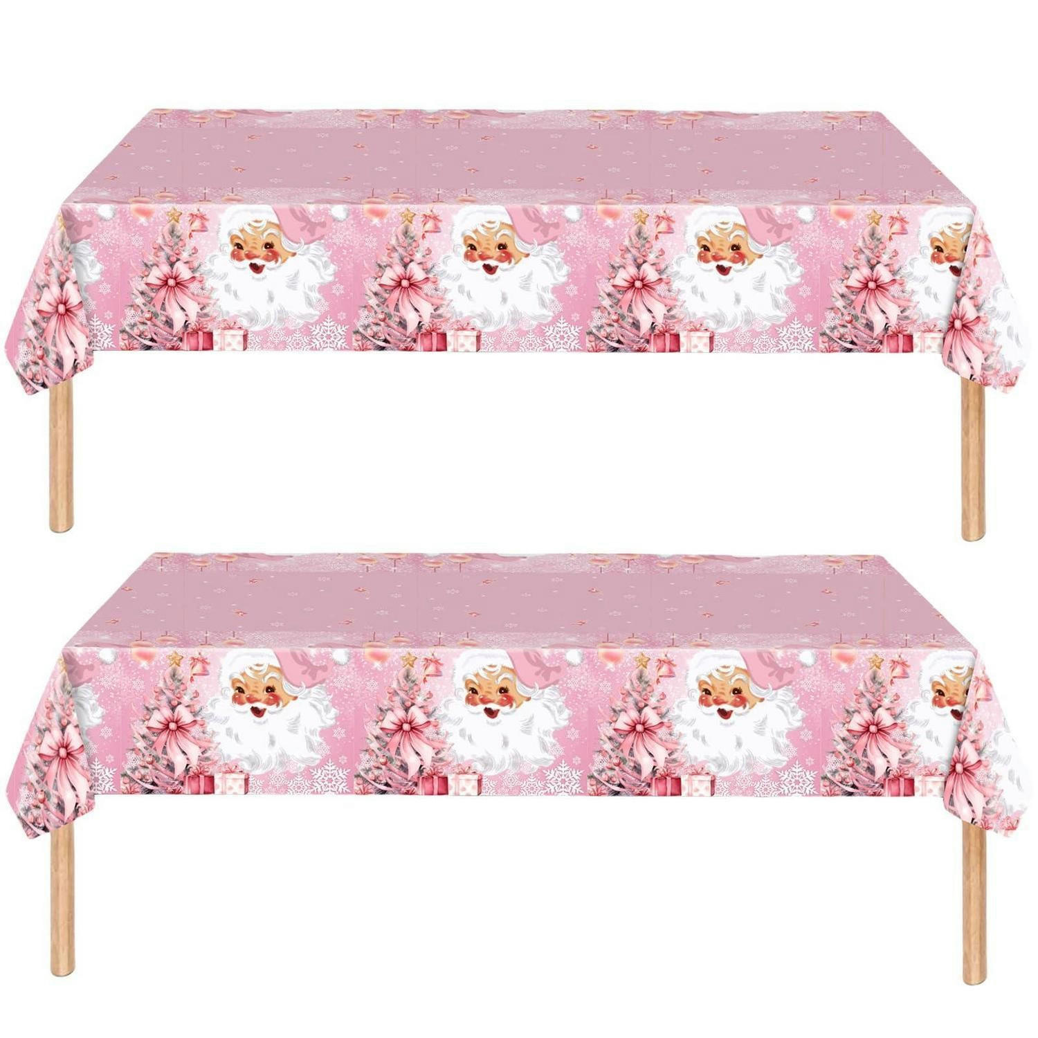 TISCHDECKE 2-teiliges Set 137 x 274 cm Rosa Weihnachten - Rosa, Kunststoff (274/137/1.5cm)