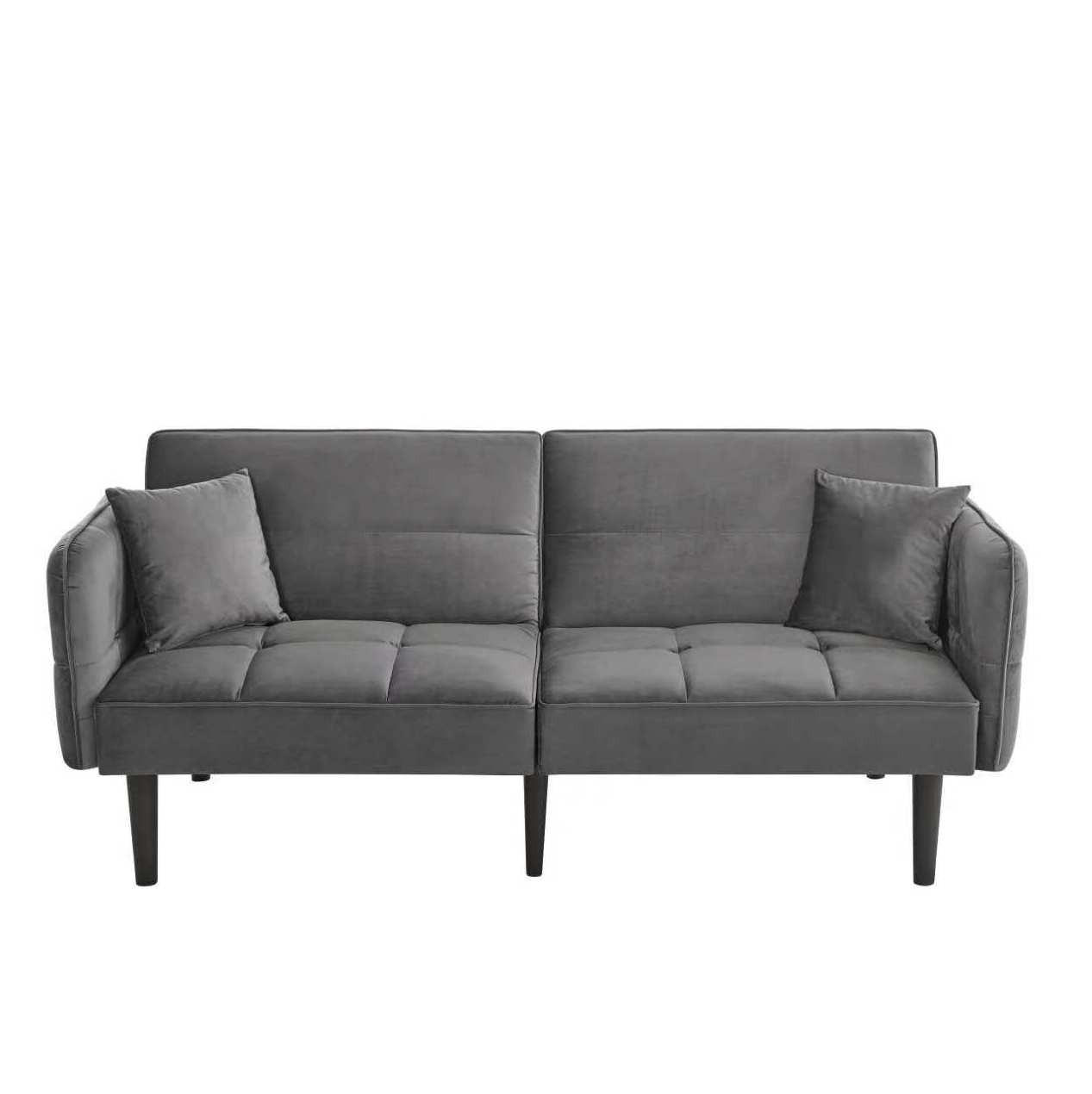 SCHLAFSOFA Zweisitzer in Antikgrau – mit Samtbezug und verstellbaren Rückenlehnen - Grau, Textil (78/76/176cm) - BEAOK