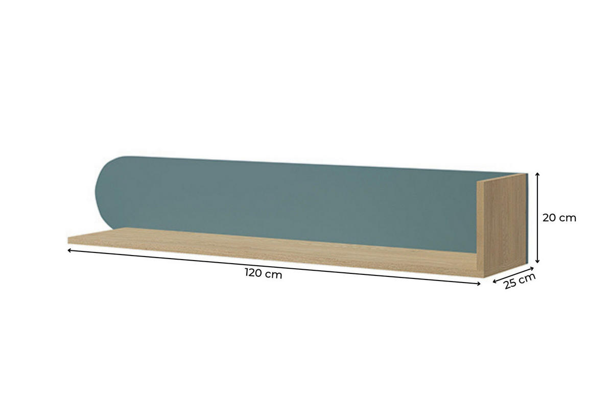 WANDREGAL LEXO 15 120/20/25 cm in Eiche Cremona/Meeresblau - Blau/Eichefarben, Holzwerkstoff (120/20/25cm) - Deine Möbel 24