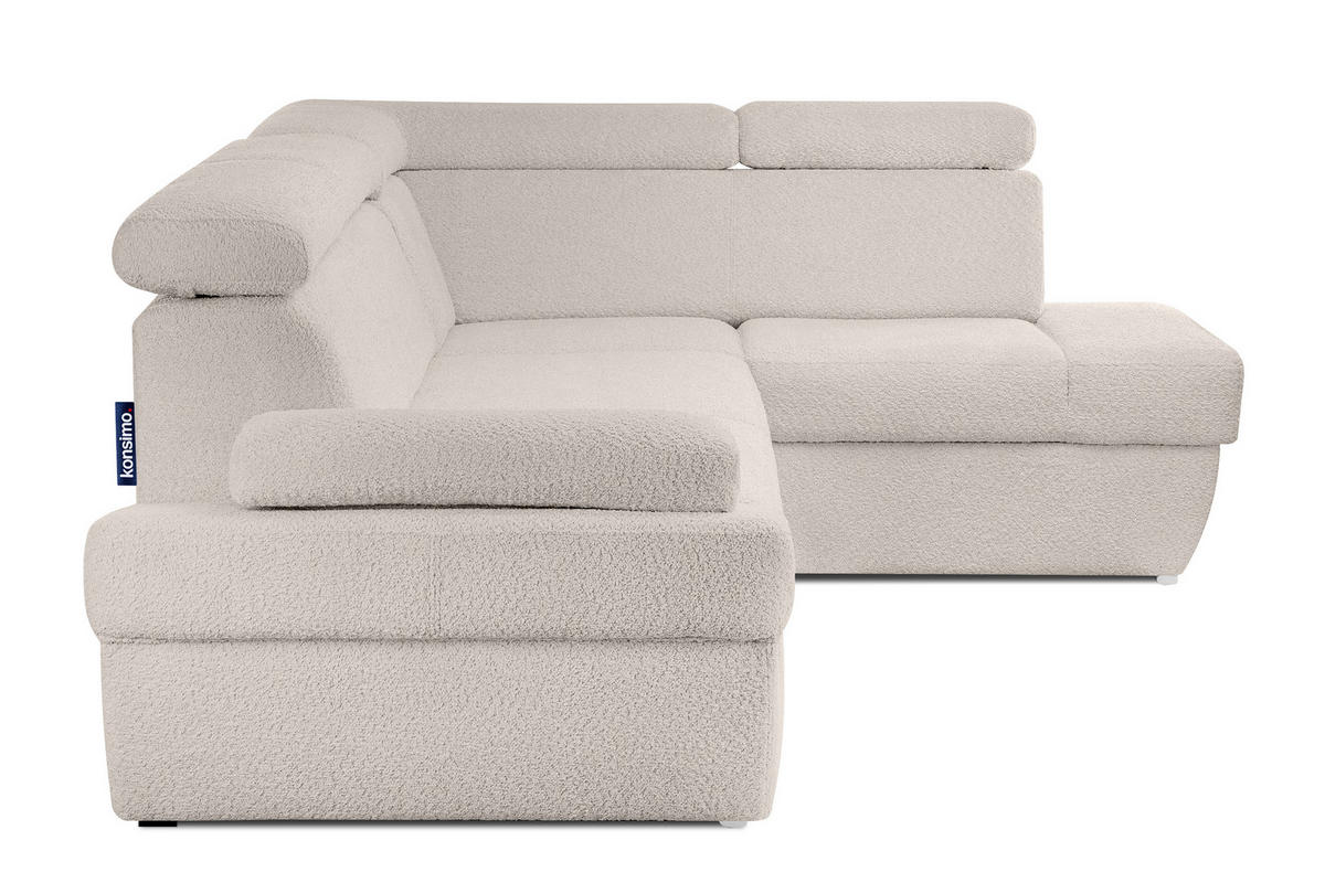 SCHLAFECKSOFA RATLO rechts 4/5-Sitzer mit Bettkasten, Ecru - Ecru/Silberfarben, Textil (270/190cm) - KONSIMO®