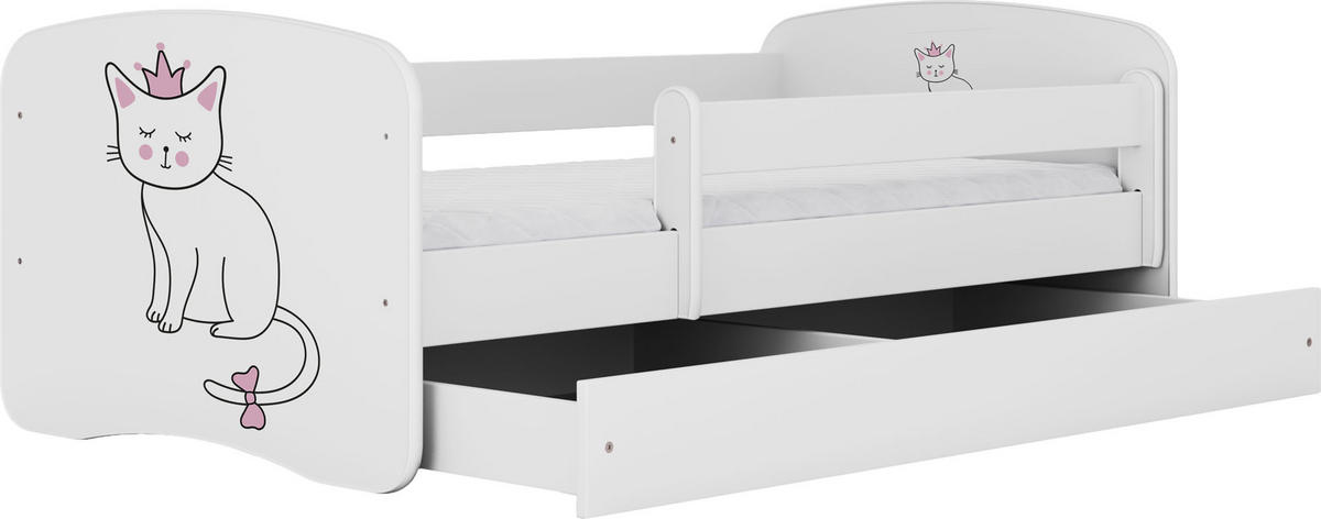 KINDERBETT Emily mit Schublade und Matratze, Weiß 70x140 cm - Altrosa/Weiß, Holzwerkstoff (140/70cm) - WFL GROUP