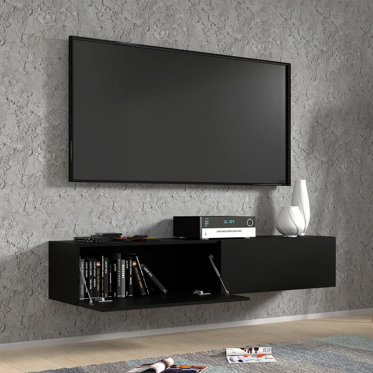 TV ORMARIĆ Bali Mat crna - crna, drvni materijal (160/30/40cm) - Petits-meubles