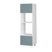 HOCHSCHRANK R-Line Blau-Grau 60 cm mit offenen Regalen, und Türen - Blaugrau/Weiß, Holzwerkstoff (60/207/57.2cm) - Vicco