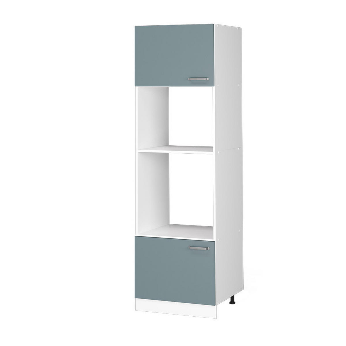 HOCHSCHRANK R-Line Blau-Grau 60 cm mit offenen Regalen, und Türen - Blaugrau/Weiß, Holzwerkstoff (60/207/57.2cm) - Vicco