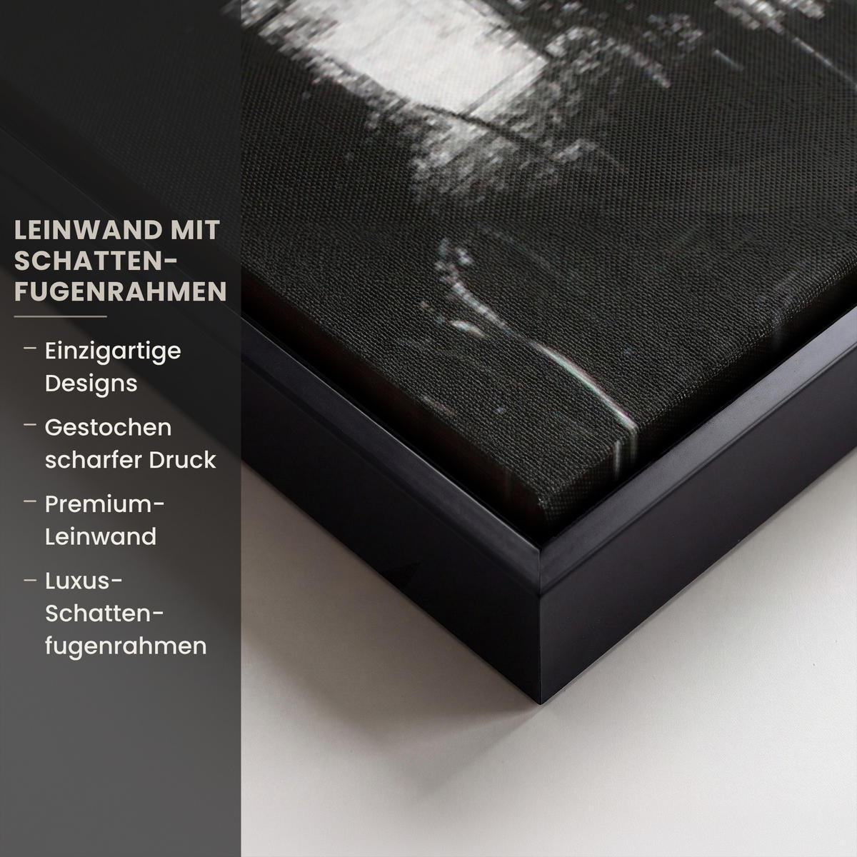 LEINWAND Bilder mit Rahmen - Malerei - Figuren - Schwarz - Abstrakt - 120x80 - Schwarz, Textil (120/80cm) - MuchoWow