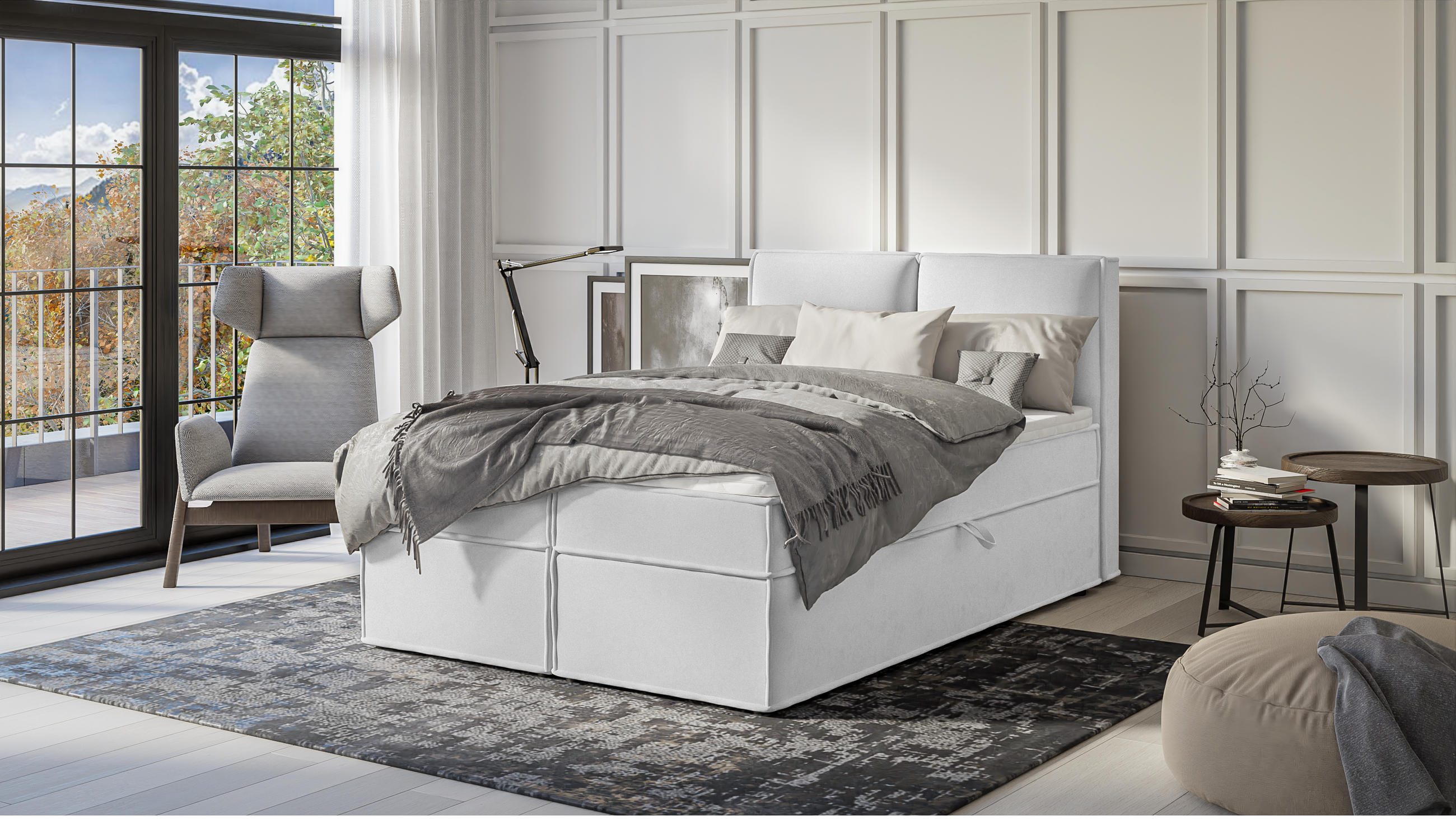 BOXBETT Eclipse 140/200 cm Silber Luxusmicrofaser - Silberfarben/Schwarz, Holz/Kunststoff (140/200cm) - S-Style Möbel