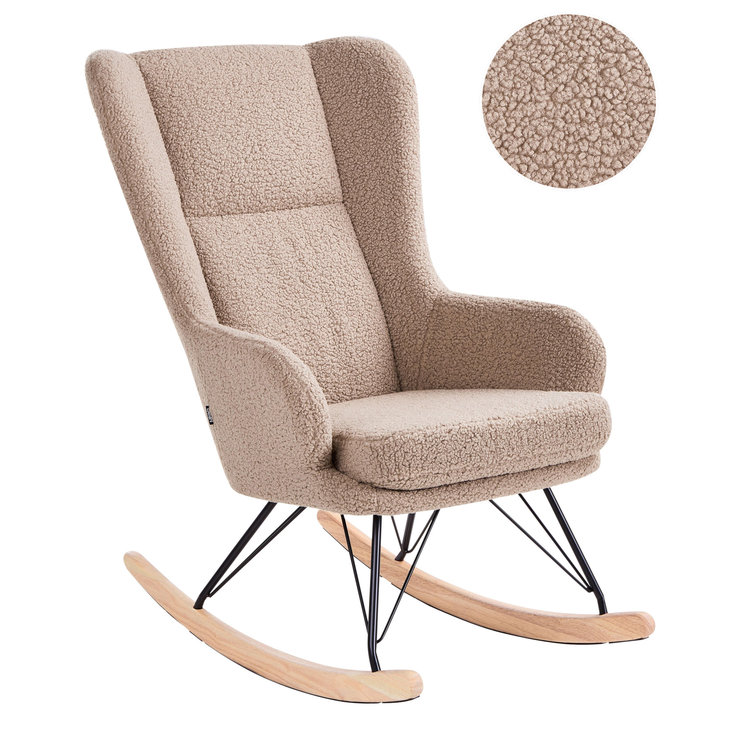 SCHAUKELSESSEL Bouclé Beige Luoma - Beige/Schwarz, Textil (69/106/97cm) - Beliani