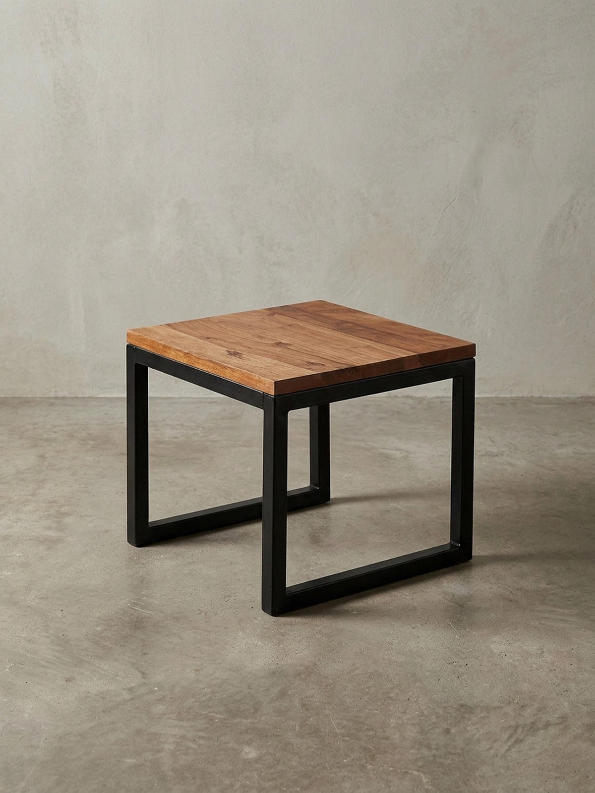 BEISTELLTISCH – Massivholz Braun rechteckig robust Industrial - Schwarz/Braun, Holz/Metall (45/45/40cm) - KADIMA DESIGN