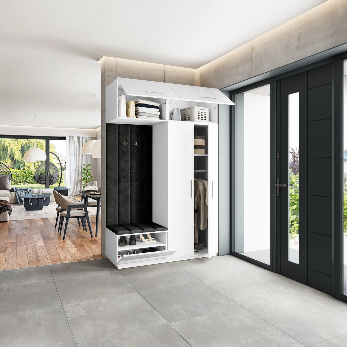 GARDEROBENSCHRANK REMA 150/240/60 cm Modern Weiß - Weiß, Holzwerkstoff (150/240/60cm) - MASSENO