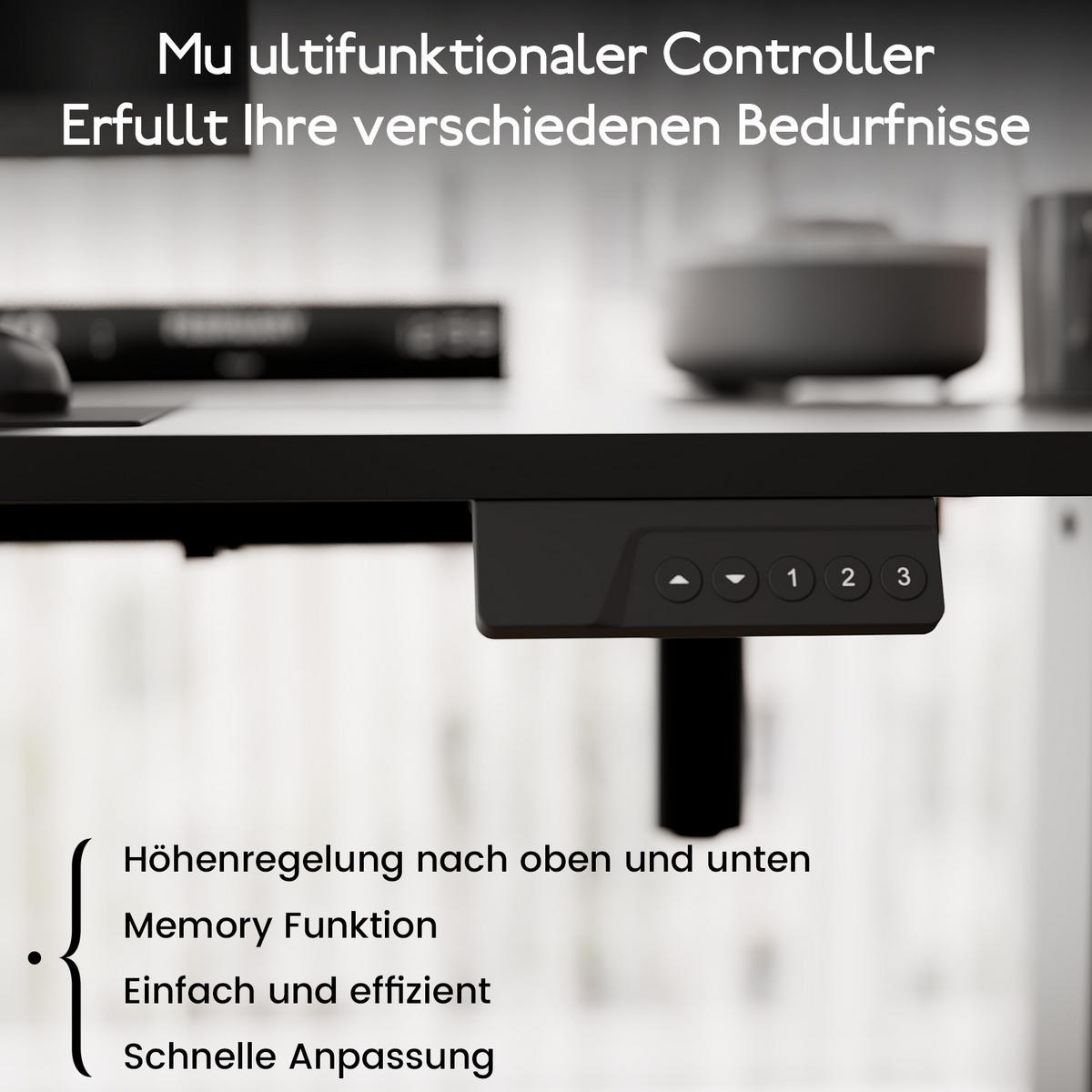 SCHREIBTISCH elektrisch höhenverstellbar 80 x 160 cm, mit Memory- und Kollisionsschutzfunktion - Schwarz, Metall (160/80/117cm) - HOMAVO