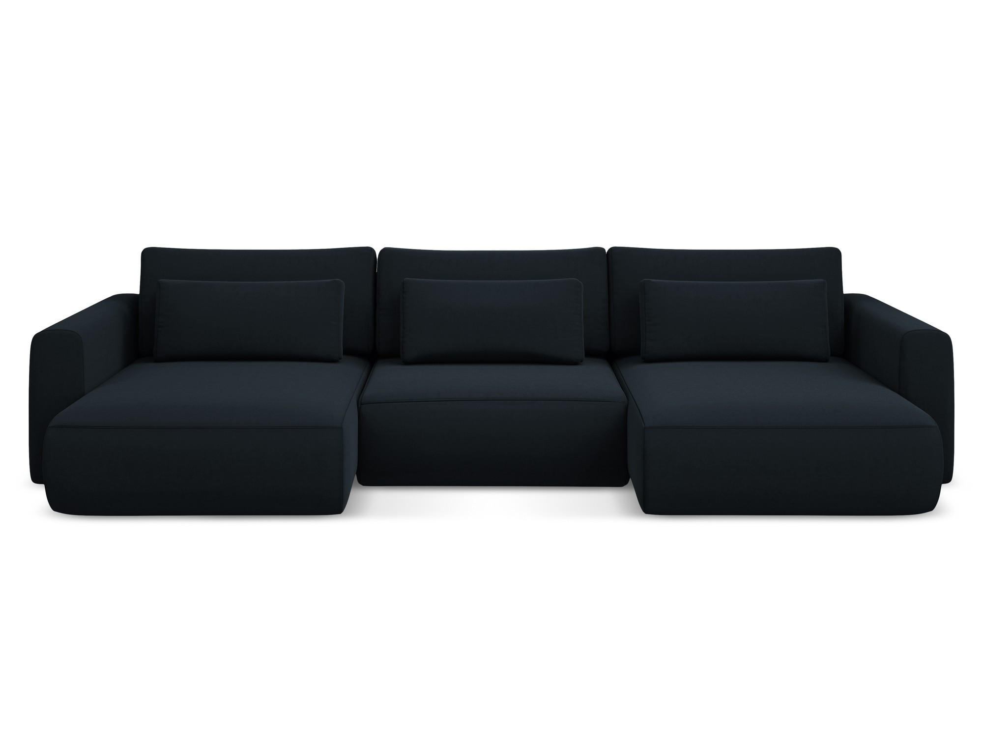 WOHNLANDSCHAFT Samt Stoff Blau - Blau/Schwarz, Kunststoff/Textil (340/82/149cm) - Makamii