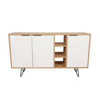 SIDEBOARD 3 Nischen und 3 Türen L142 cm - Clara - Eichefarben/Weiß, Holzwerkstoff (35.6/83/142cm) - Calicosy