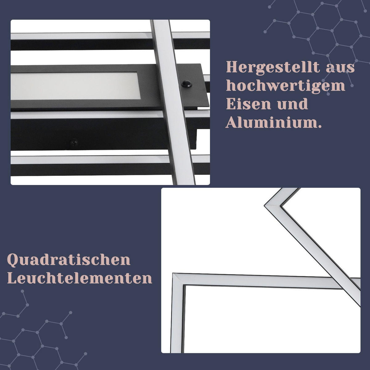 LED-DECKENLEUCHTE Kesselfluch 99.0/7.0/99 cm - Schwarz, Metall (99/99/7cm) - ZMH