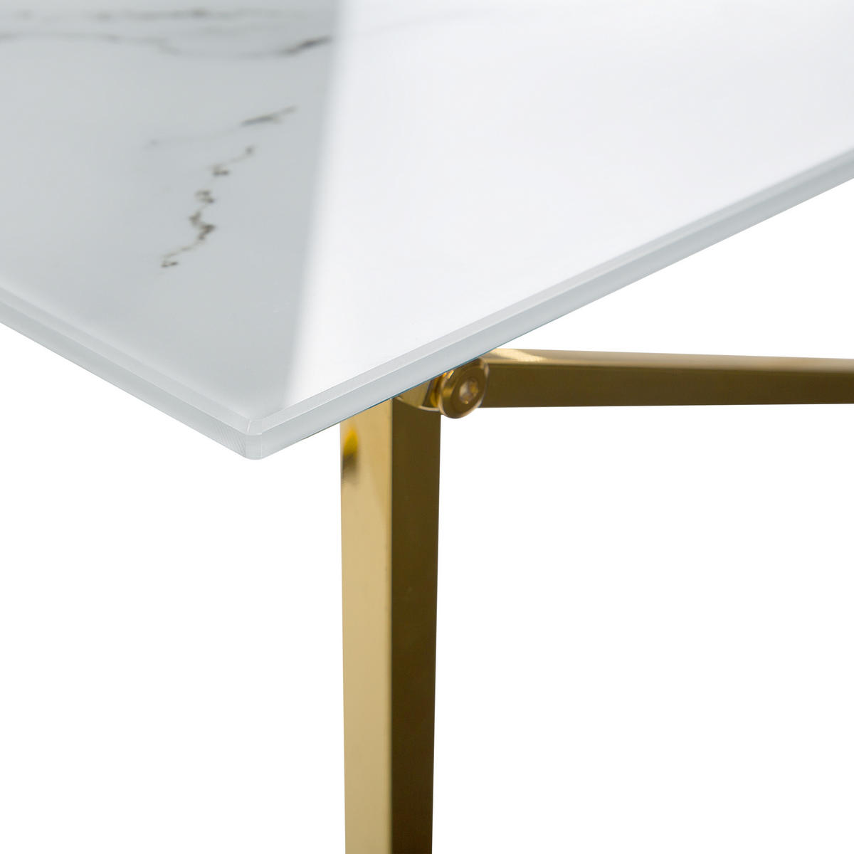 COUCHTISCH Marmor Optik weiß/gold rechteckig 100/50 cm Emporia - Goldfarben/Weiß, Glas (50/100/40cm) - Beliani
