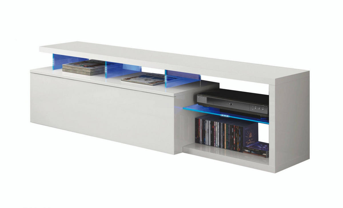 FERNSEHSCHRANK Glänzendes Weiß 41/150/50 cm - Weiß, Holzwerkstoff (150/50/41cm) - DMORA