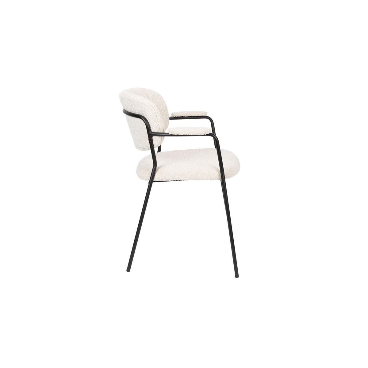 ESSZIMMERSTUHL Jolien Schwarz/ Bouclé - 2 er Set - Weiß, Textil (61/78/56cm) - Housecraft Living