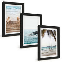 BILDER SET 3er Set - 20x30 cm Schwarzer Rahmen - Treppe Strand Meer Schaukel - Schwarz, Kunststoff (20/30cm) - TULUP