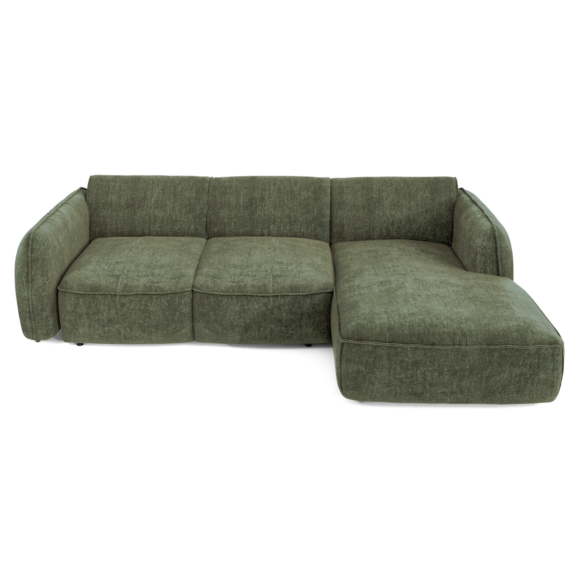 ECKSCHLAFSOFA Rastervelours 274cm - Olivgrün, Textil (274/174cm) - Sia Home