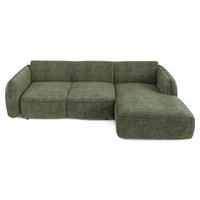 ECKSCHLAFSOFA Rastervelours 274cm - Olivgrün, Textil (274/174cm) - Sia Home