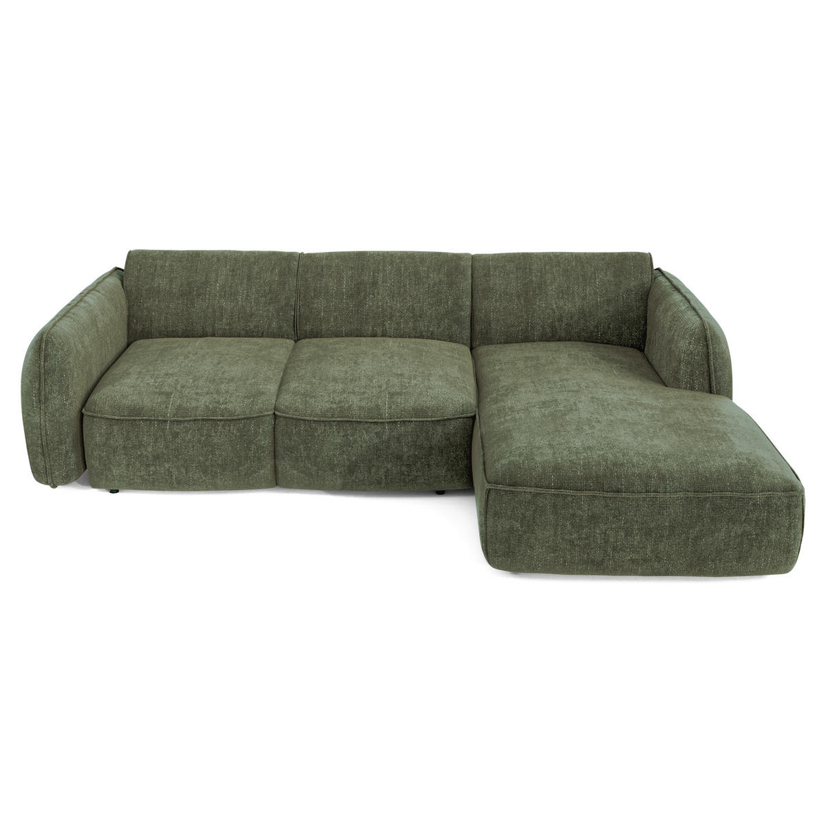 ECKSCHLAFSOFA Rastervelours 274cm - Olivgrün, Textil (274/174cm) - Sia Home
