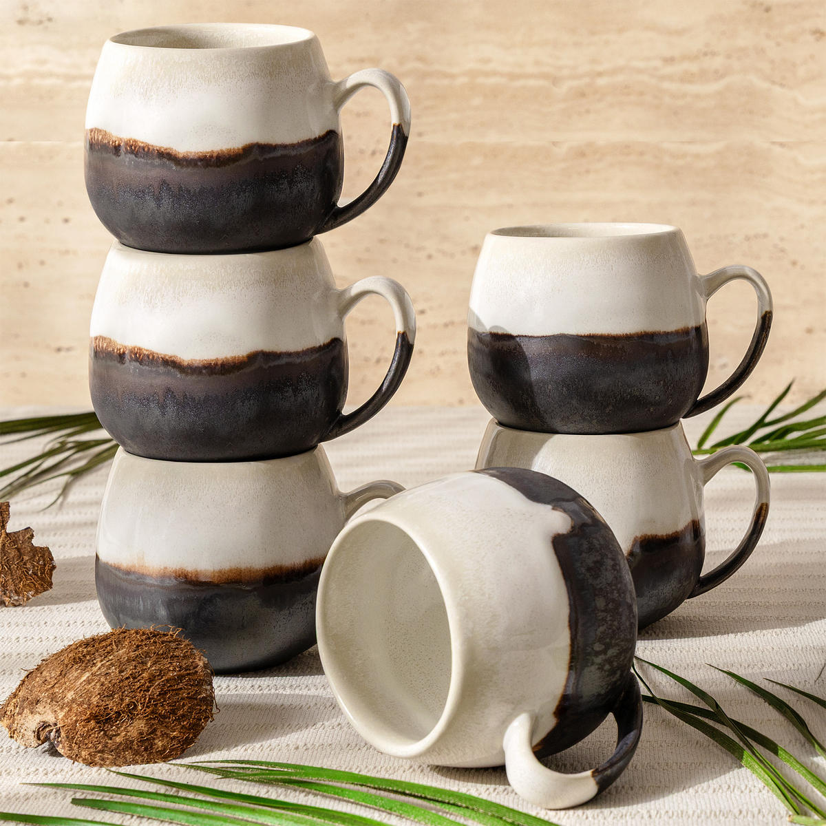 TASSE PRIMA 6-tlg, Hellbeige - Beige, Keramik (13/9/10cm) - KONSIMO®