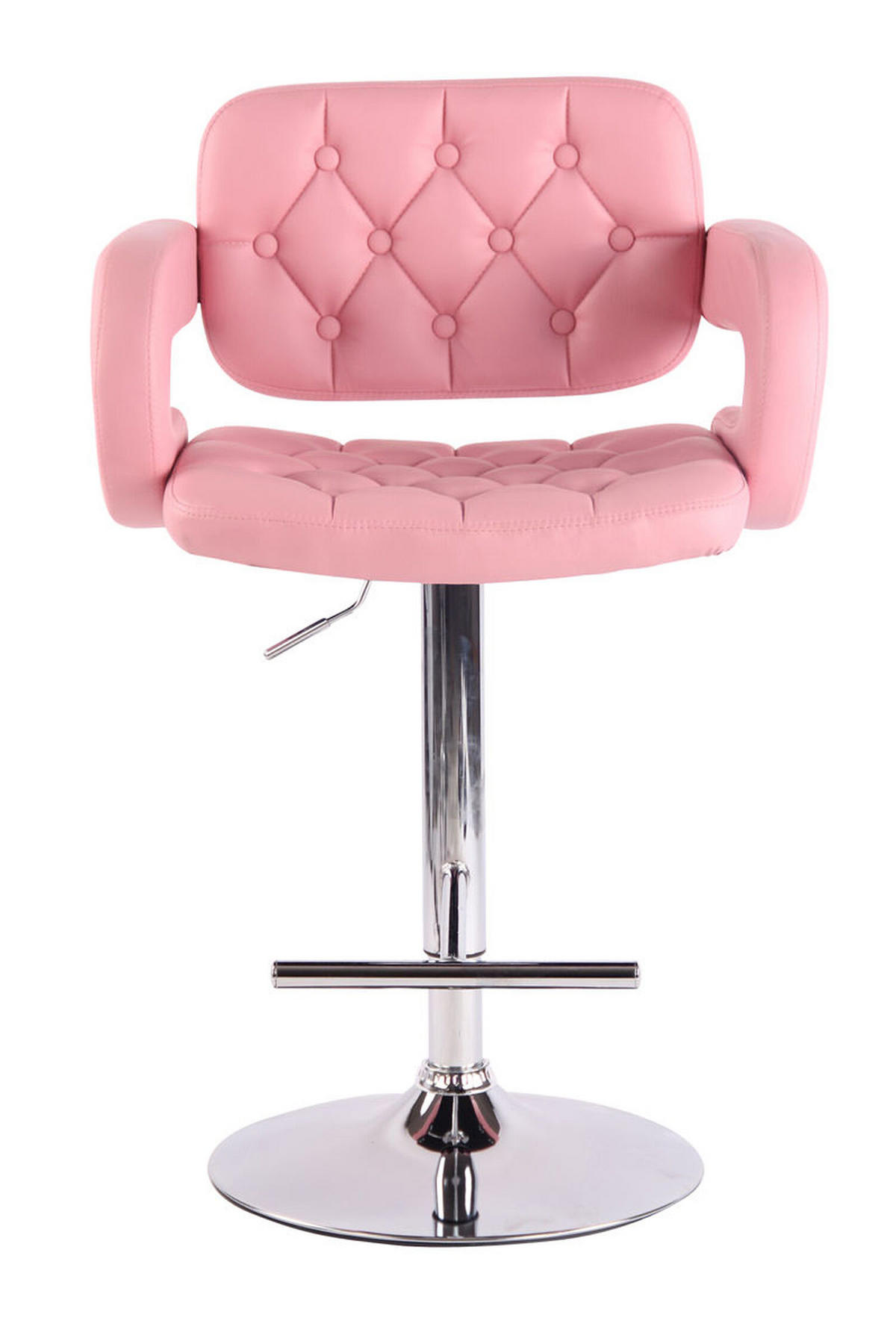 BARHOCKER Dubai, Gestell Metall in Chromoptik, Kunstleder Pink - Chromfarben/Rosa, Kunststoff/Textil (52/100/55cm) - TPFLiving