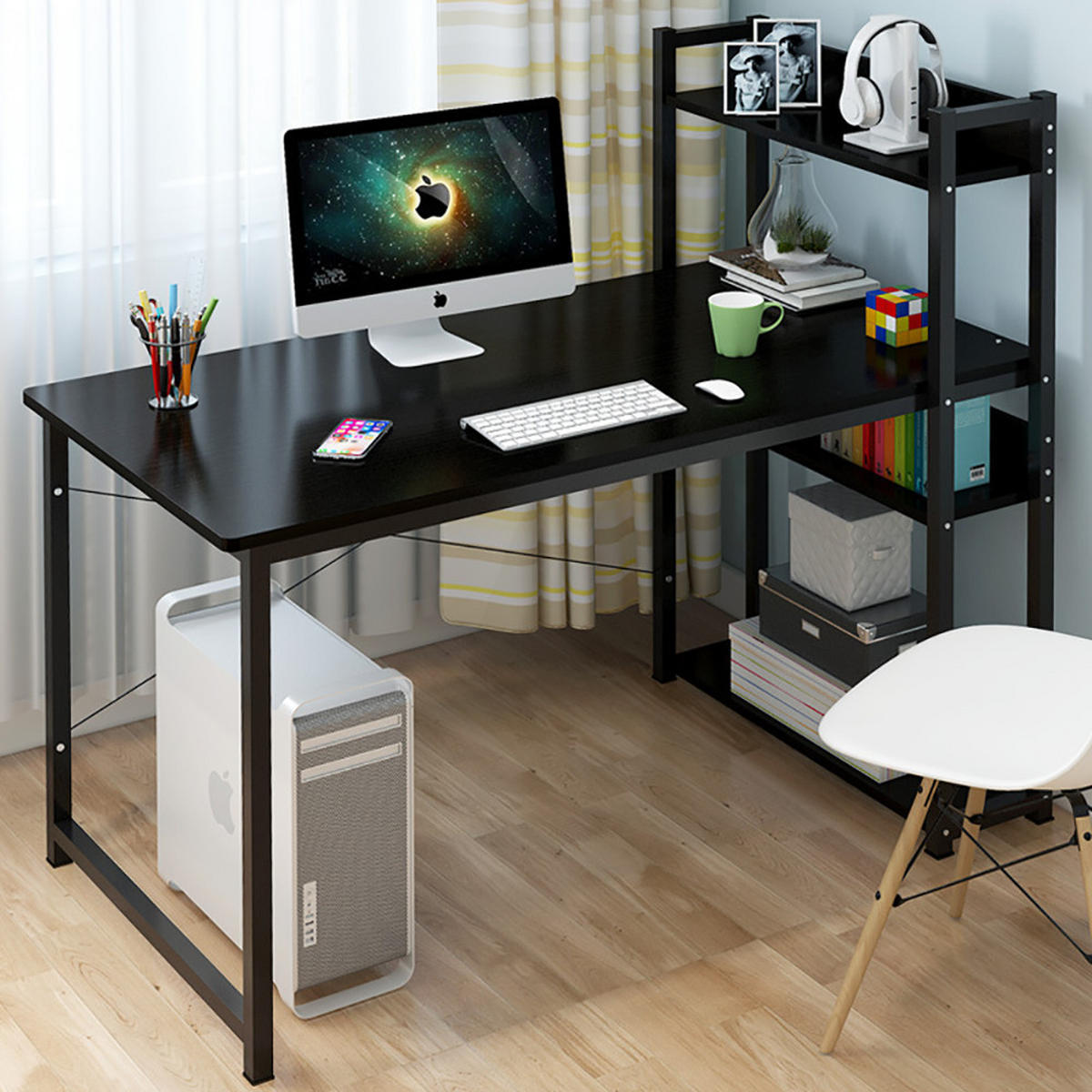 COMPUTERTISCH, schwarz, 120/55/70 cm - Schwarz, Holz (120/70/55cm) - MUVU