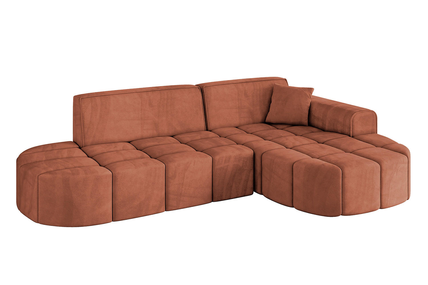ECKSOFA Ottomane Rechts LIVO-L1 - 252x173x79,5 cm Apricot - Koralle, Holzwerkstoff/Textil (252/173cm) - ALTDECOR
