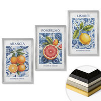 WANDBILDER 3er Set - 40x60 cm Silberner Rahmen - Vintage-Illustrationen von Zitrusfrüchten - Silberfarben, Kunststoff (40/60cm) - ArtPrintCave