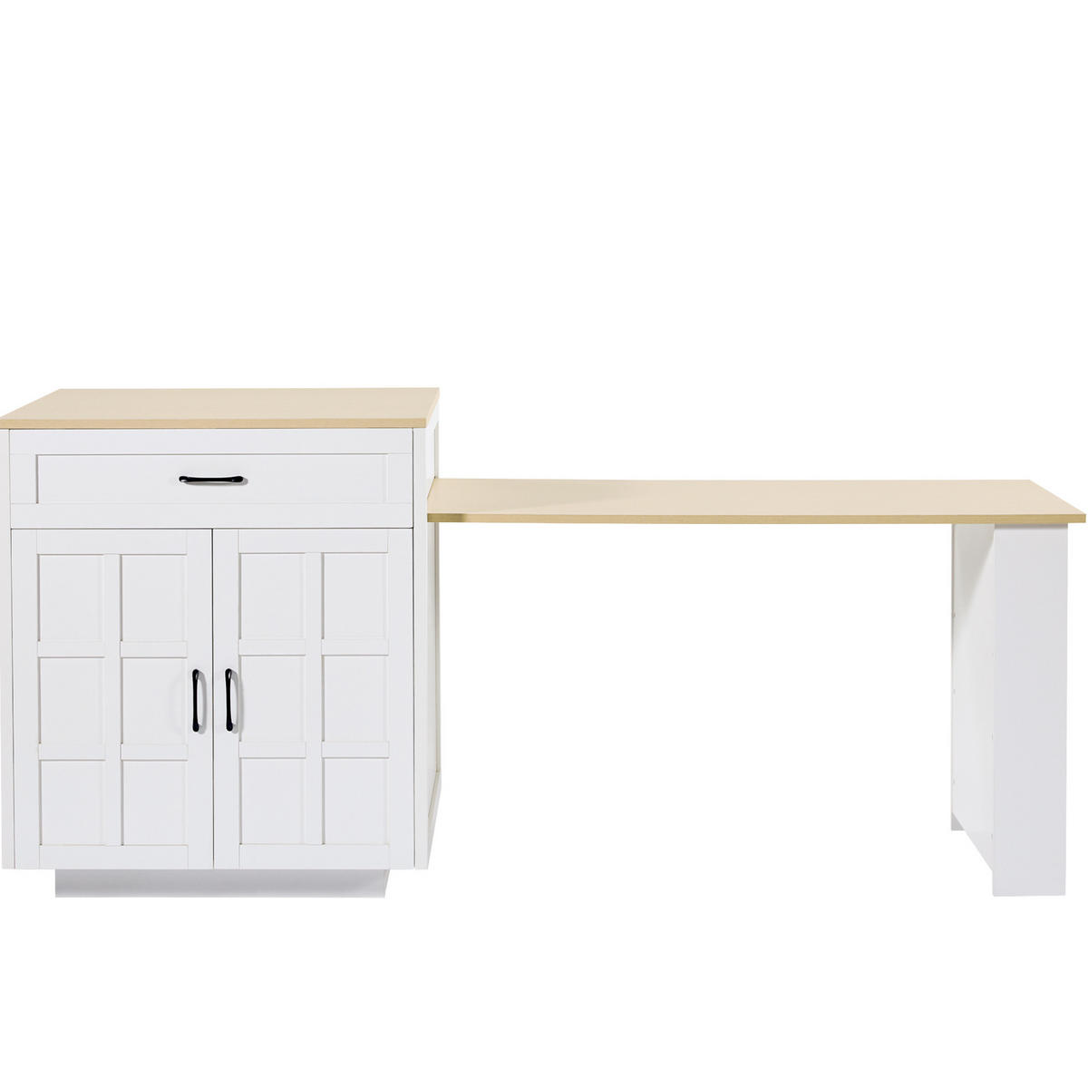 BARTISCH ausziehbar mit Stauraum 133-202 x 70 x 93,5 cm Weiß - Weiß, Holz (70/93.5/202cm) - Beauniv