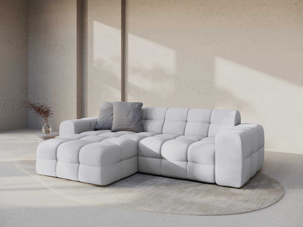 ECKSOFA links Kendal aus strukturiertem Stoff hellgrau 4 Sitzplätze - Hellgrau, Textil (173/256cm) - Micadoni