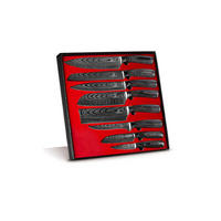 MESSER-SET 8-tlg. mit Edelstahlklingen und ergonomischen Pakkaholz-Griffen - Schwarz, Metall - Küchenkompane