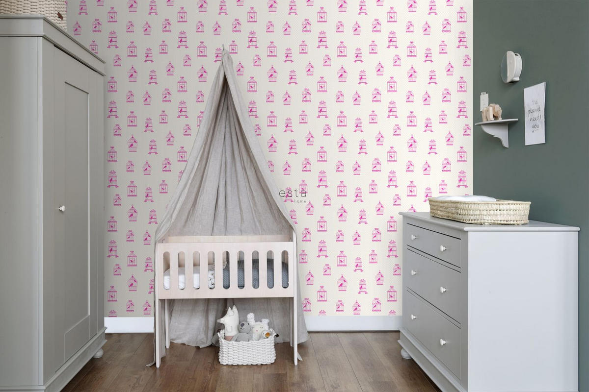 TAPETE Vogelkäfige 53 cm x 10.05 m - Pink, Papier (53/0.1cm) - ESTAhome