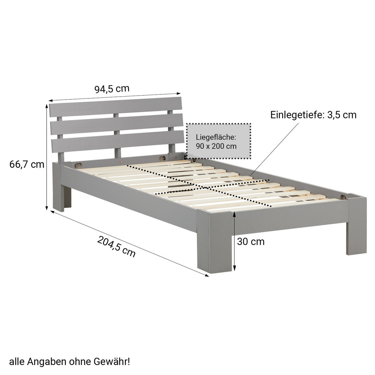 HOLZBETT mit Stauraum 90/200 cm grau - Grau, Holz (90/200cm) - Homestyle4u