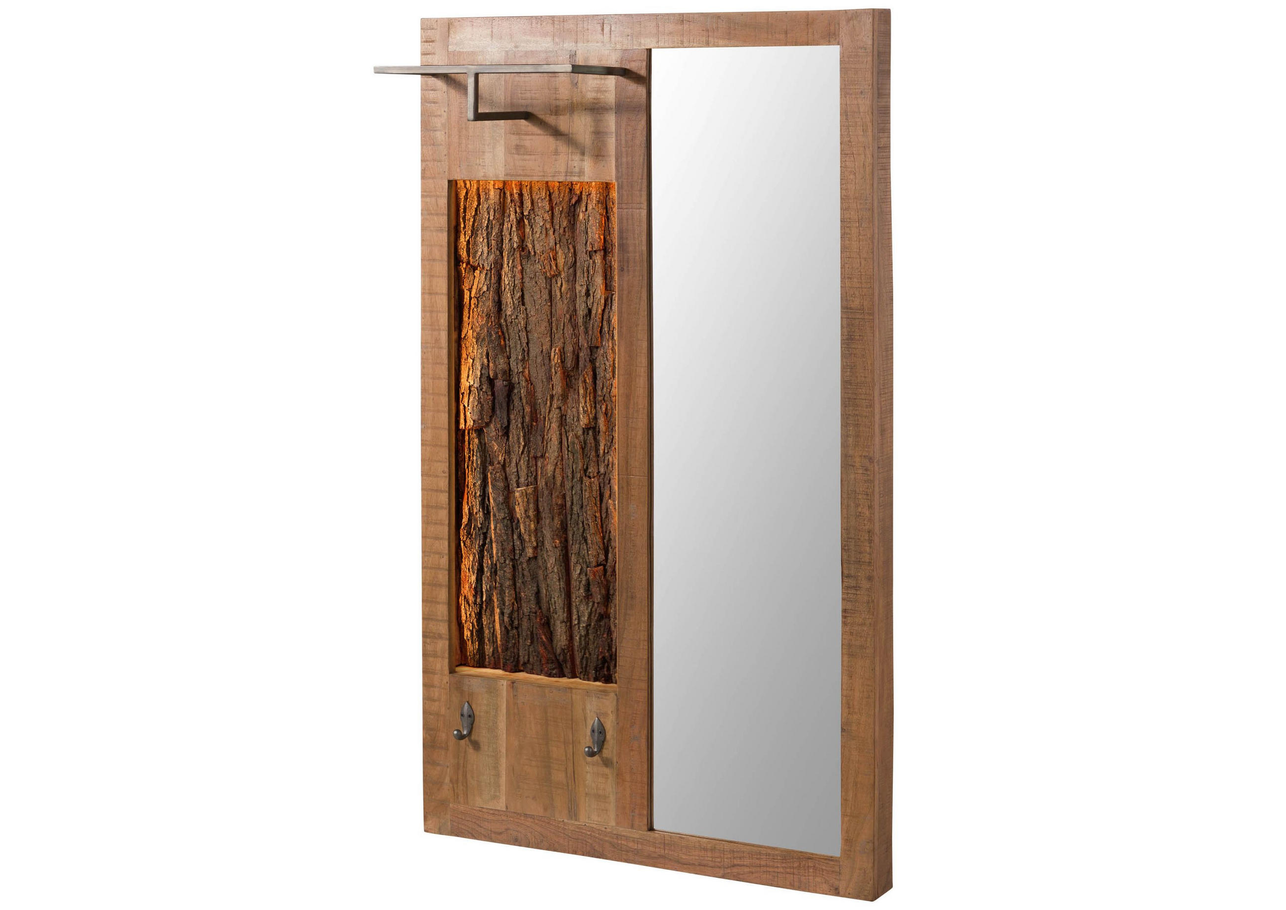 WANDGARDEROBE Akazie 88x27x148 natur lackiert BARK #121 - Naturfarben, Holz (88/148/27cm) - Massivmoebel24