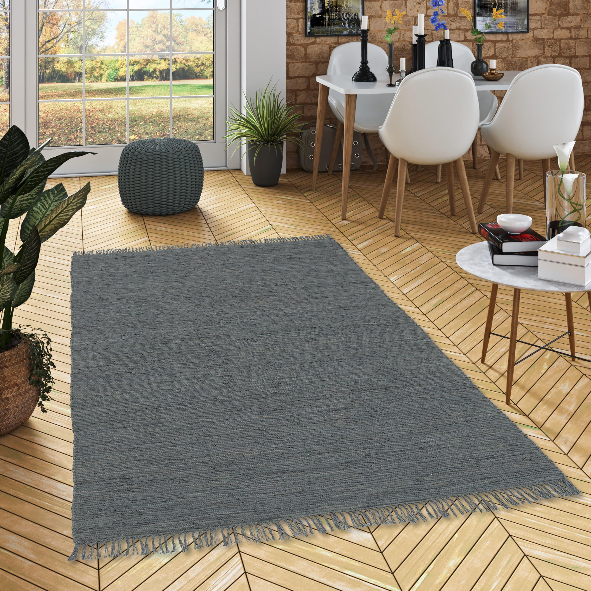 BAUMWOLLE NATUR TEPPICH JOLLY COTTON - Anthrazit, Textil (160/230cm) - Pergamon
