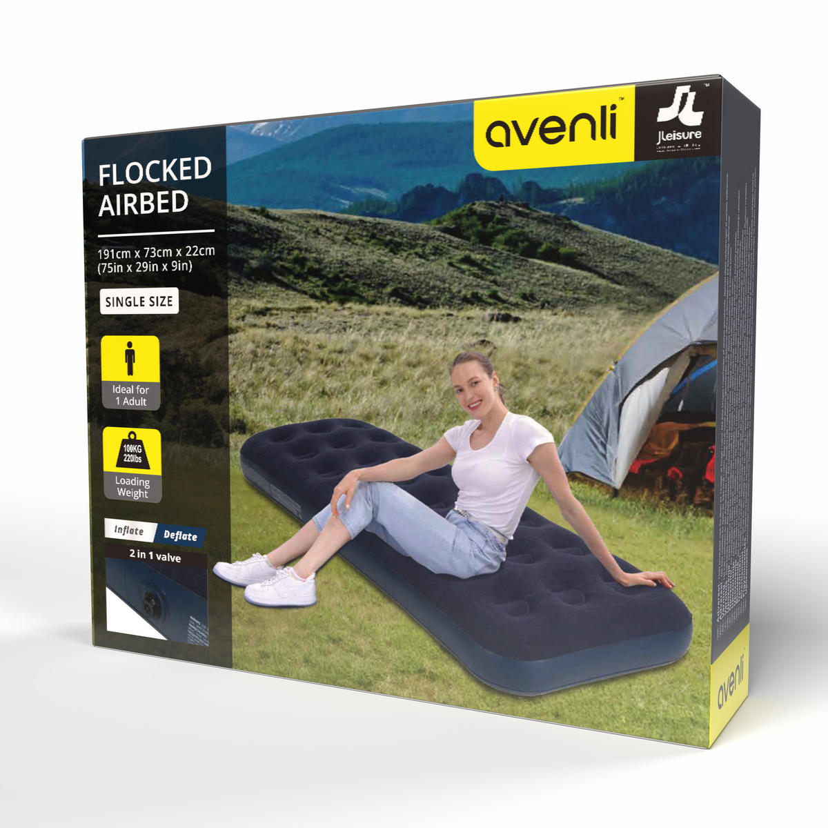 LUFTBETT Luftmatratze Camping 1 Person 191x73x22cm blau aufblasbar ohne Pumpe - Blau, Kunststoff (73/191cm) - Avenli