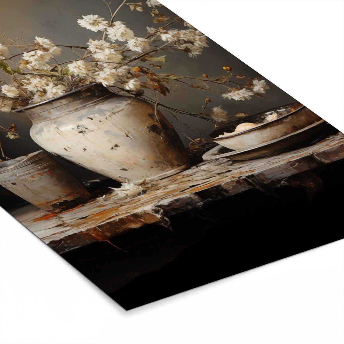 GERAHMTES BILD Stilleben - Blumen - Blumenstrauß - Vase - Wein 40x60 cm - Schwarz, Papier (40/60cm) - MuchoWow