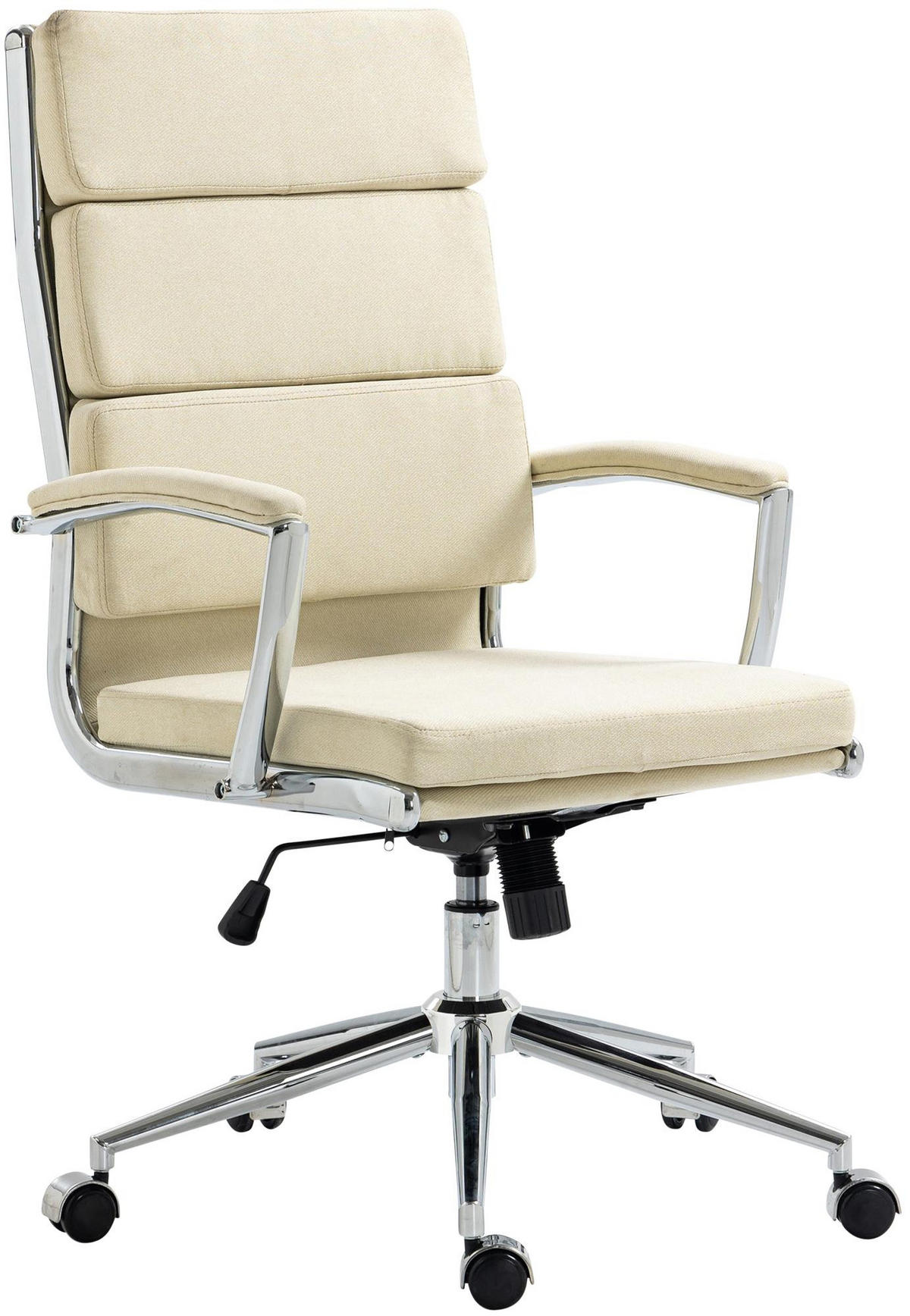 CHEFSESSEL Stoff creme - Chromfarben/Creme, Textil/Metall (61/107/65cm) - CLP