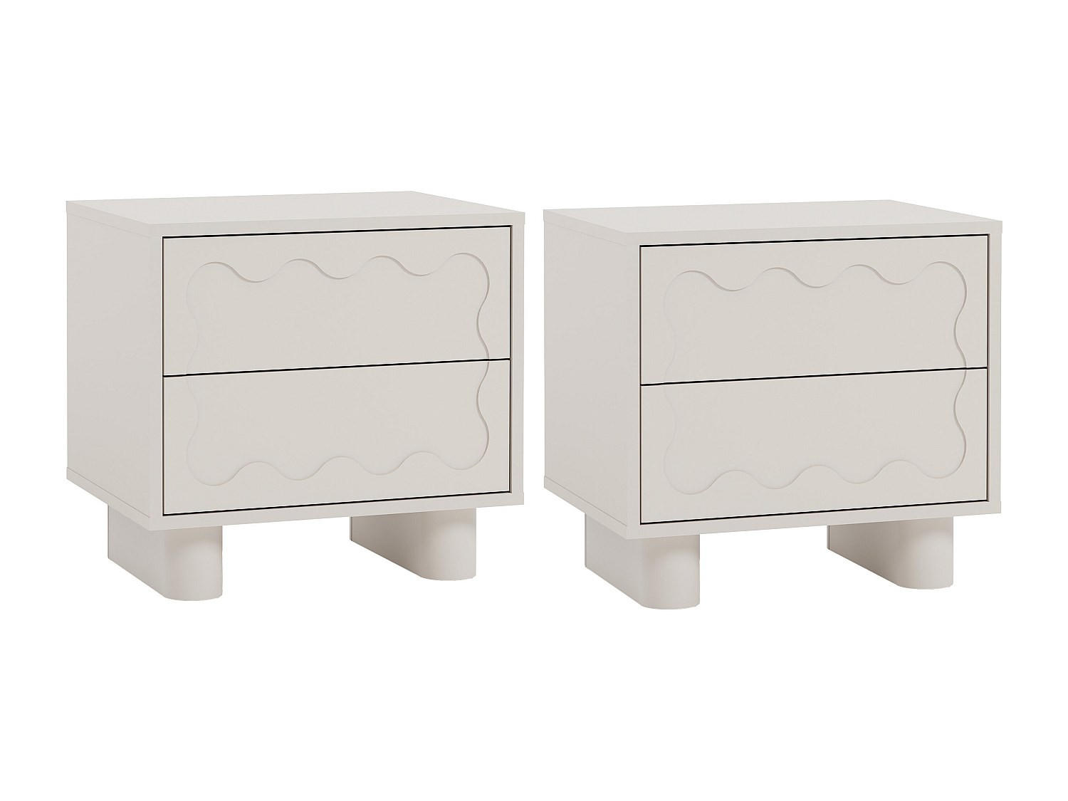 2ER Set Nachttische – 2 Schubladen – MDF – Beige – ANEZA - Beige, Holz (50/48/38cm) - Vente-Unique