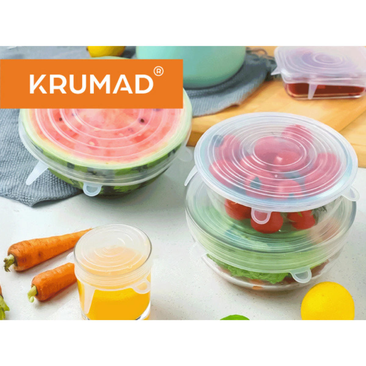 SILIKONDECKEL Set 6 Stück - Transparent, Kunststoff (16/1/16cm) - KRUMAD