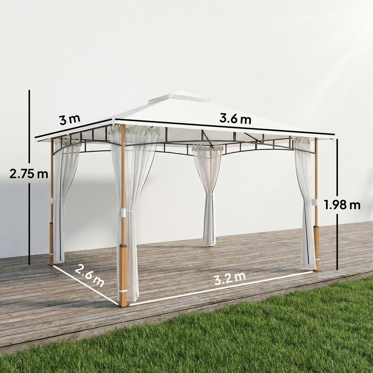 PAVILLON Weiß 1 Stück - Weiß, Metall (300/275/360cm) - GiPP