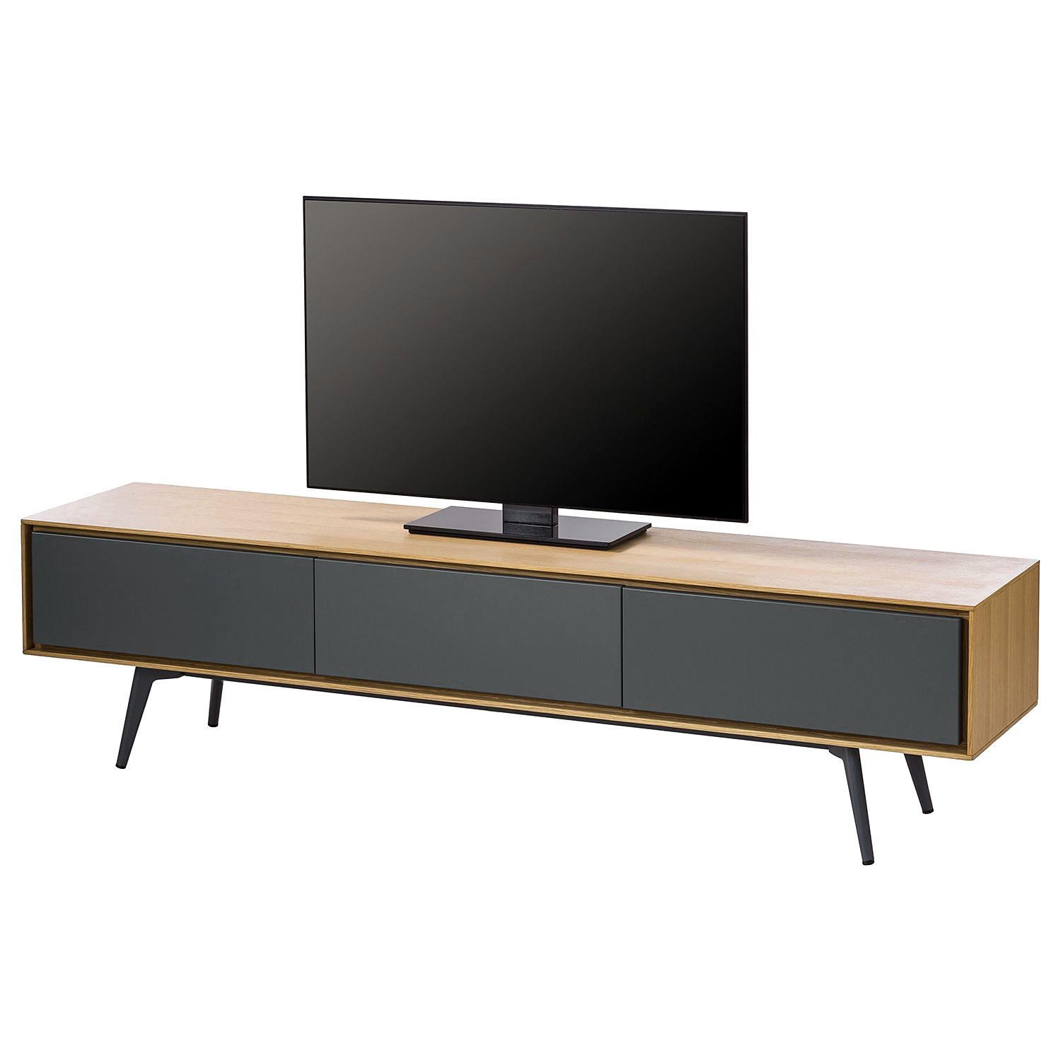 TV-LOWBOARD - Echtholzfurnier - Dunkelgrau, Holzwerkstoff (180/45/40cm) - home24