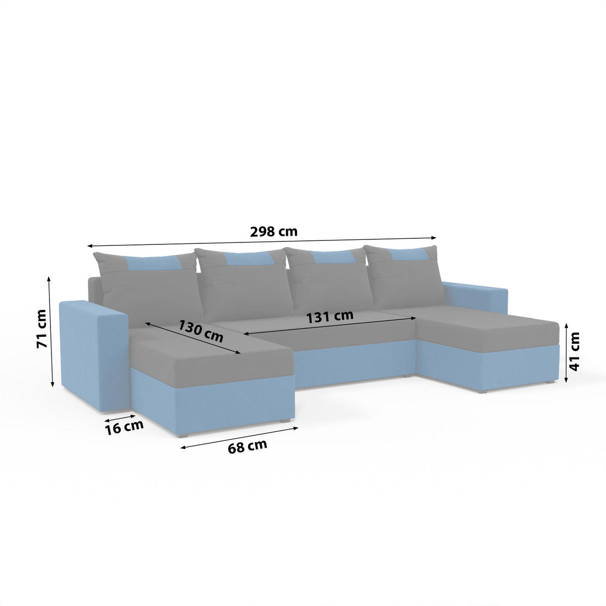 WOHNLANDSCHAFT mit Schlaffunktion Radlach, Schwarz+Dunkelblau - Dunkelblau, Textil (298/85/207cm) - Fedve
