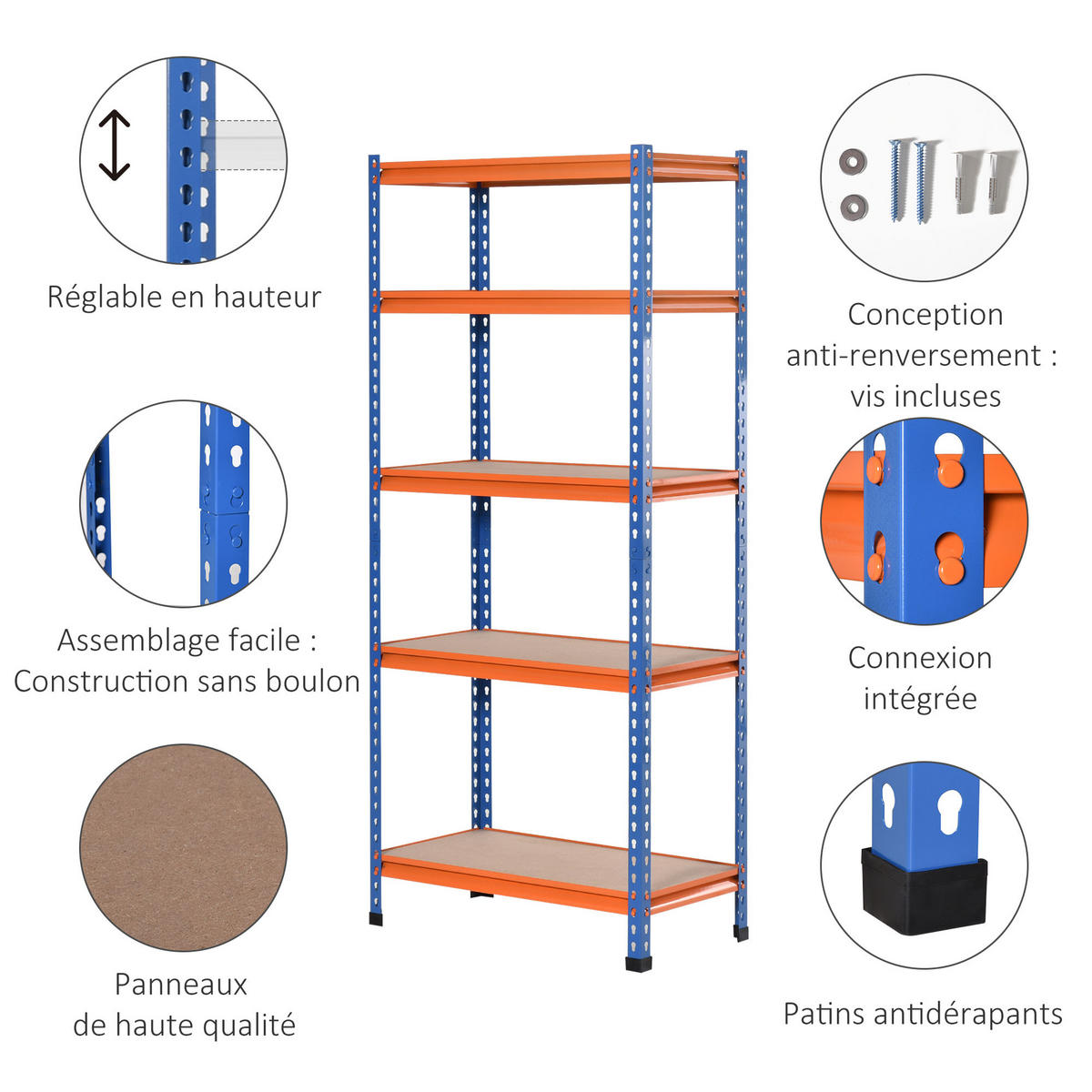 REGAL DE-18483 Blau/Orange - Blau, Metall (40/182/80cm) - ComfortXL