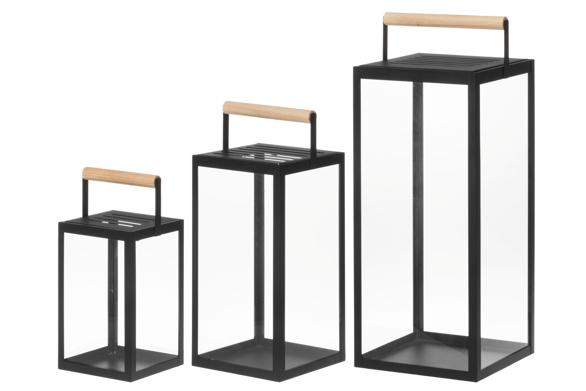 LATERNE Metall Jupiter 3er-Set - Schwarz, Metall (21/54/21cm)