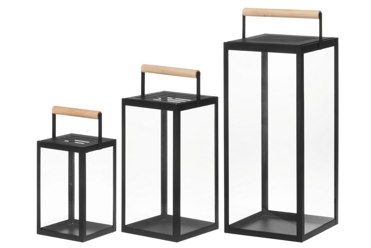 LATERNE Metall Jupiter 3er-Set - Schwarz, Metall (21/54/21cm)