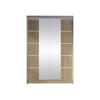 SCHWEBETÜRENSCHRANK Lino V mit RGB LED Beleuchtung - Sonoma Eiche, Holzwerkstoff/Metall (120/200/58cm) - MIRJAN24