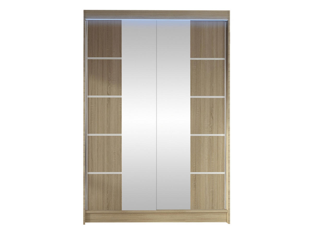 SCHWEBETÜRENSCHRANK Lino V mit RGB LED Beleuchtung - Sonoma Eiche, Holzwerkstoff/Metall (120/200/58cm) - MIRJAN24